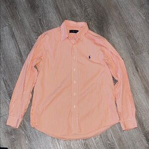 Ralph Lauren polo Men's Orange Striped Shirt dress business casual button up